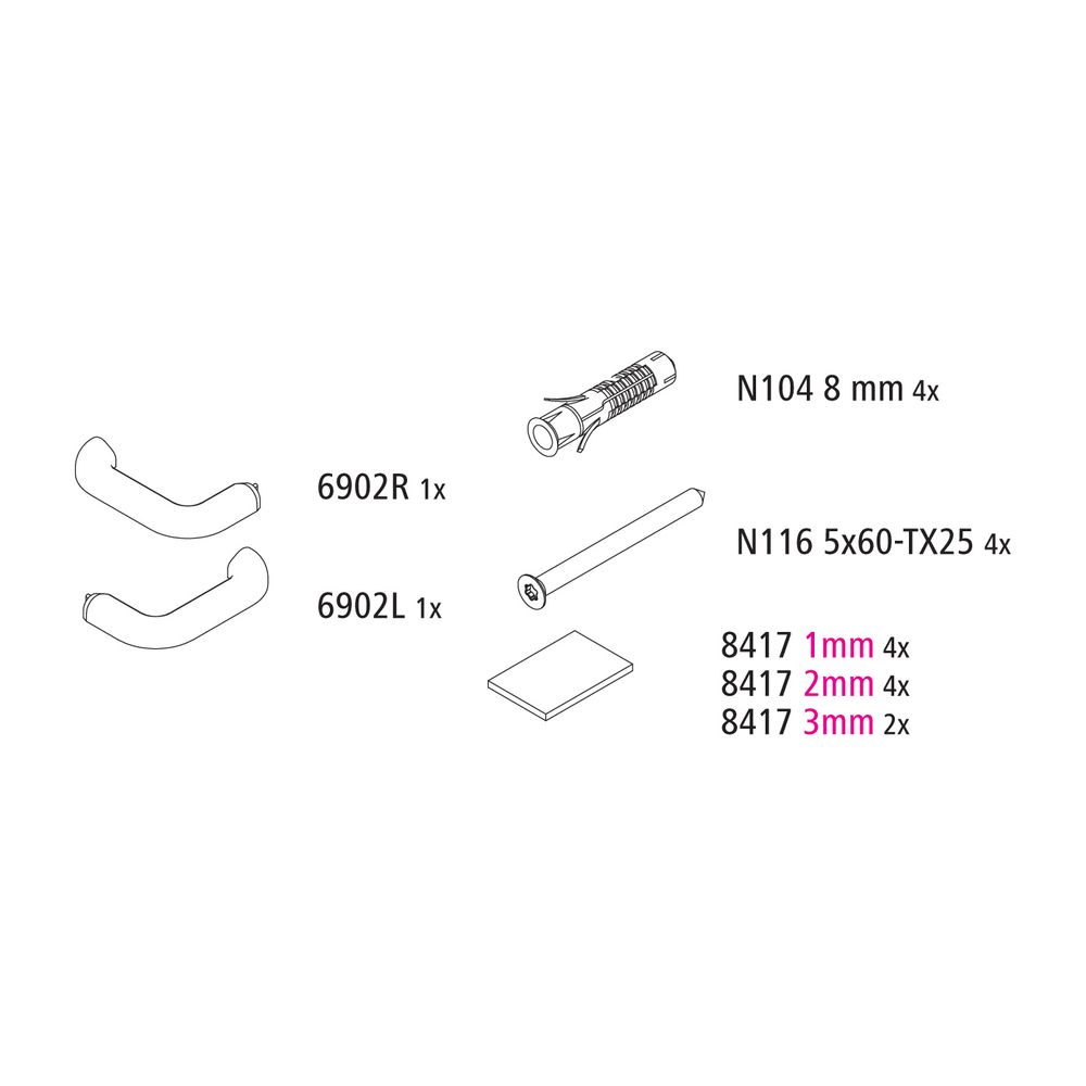 Kit de petites pièces de montage Kermi, EBLI041, Noir Soft, 2539369