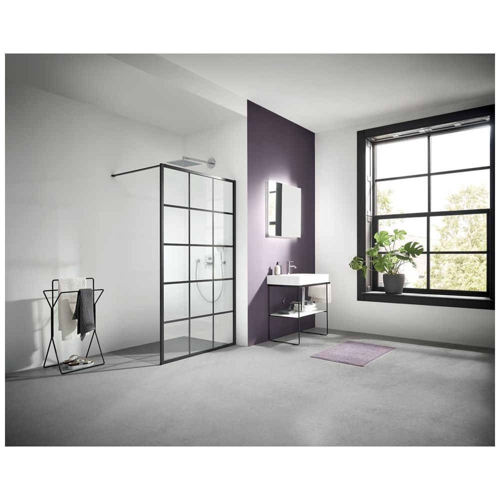 Kermi Walk-In Wall Walk-In XD WW1 2000x1400x25mm ESG Transparent 8mm Noir Battant doux gauche/droite Clean