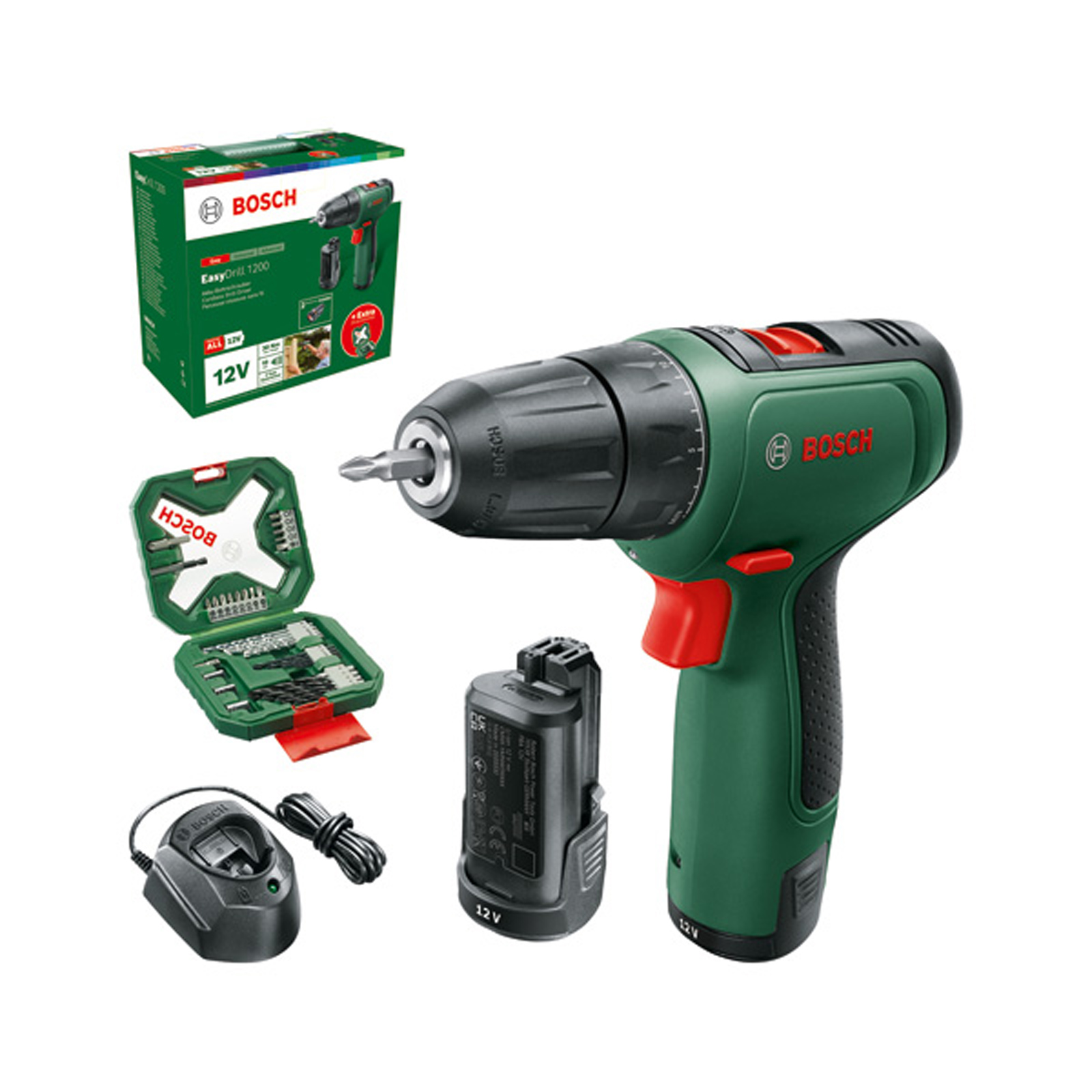Bosch EasyDrill, perceuse-visseuse sans fil 1200 (2x1,5Ah) + GAL1210CV + A