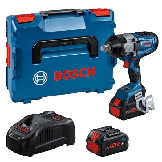 Perceuse à percussion à percussion Bosch GDS 18V-1600 HC, 3/4", avec deux batteries 8,0 Ah et chargeur, livrée en L-BOXX
