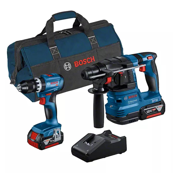 Kit Combo Bosch 2 pièces 18V : GSB 18V-45 + GBH 18V-22 + 2 x 4.0Ah + chargeur + sac