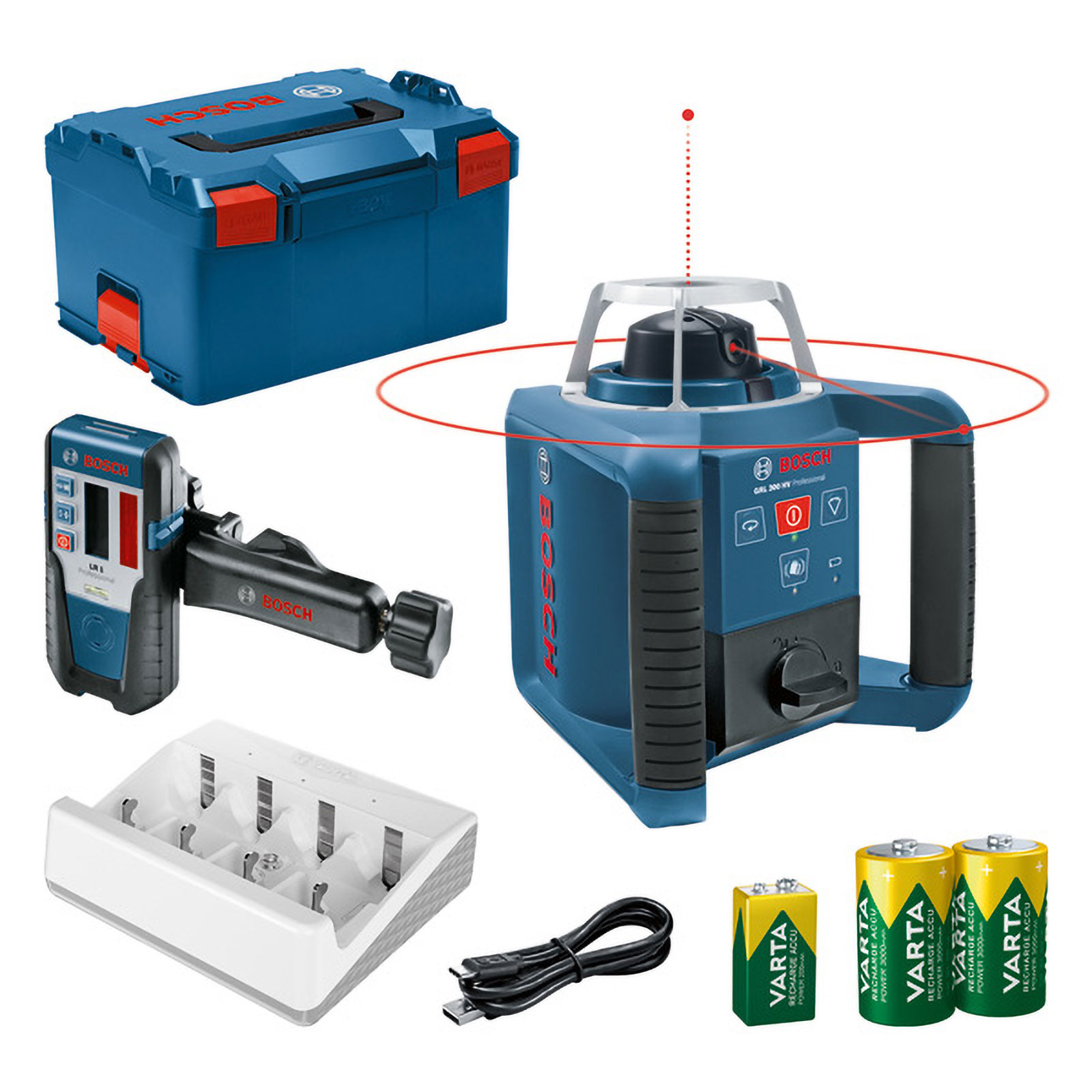 Laser rotatif Bosch GRL 300 HV + LR1 + Varta + L-Boxx - 0601061505