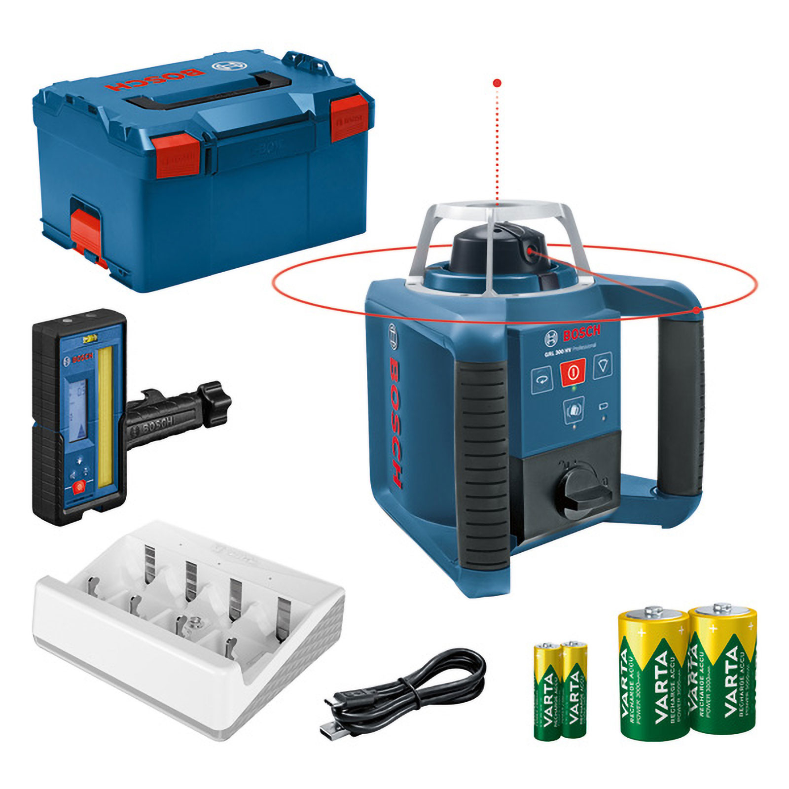 Laser rotatif Bosch GRL 300 HV + LR45 + Varta + L-Boxx - 0601061506