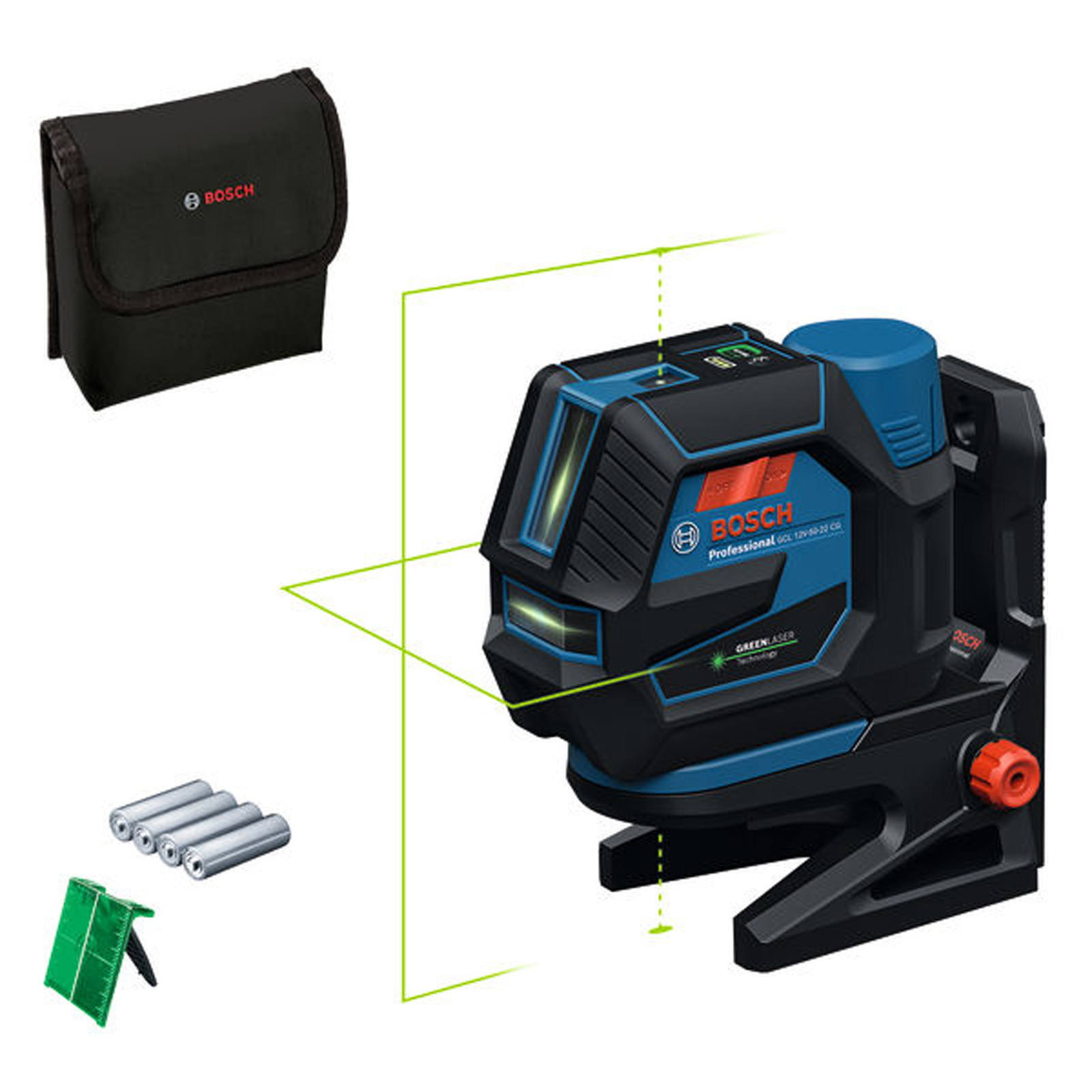Laser combiné Bosch GCL 12V-50-22 CG + support pivotant RM20 dans un sac