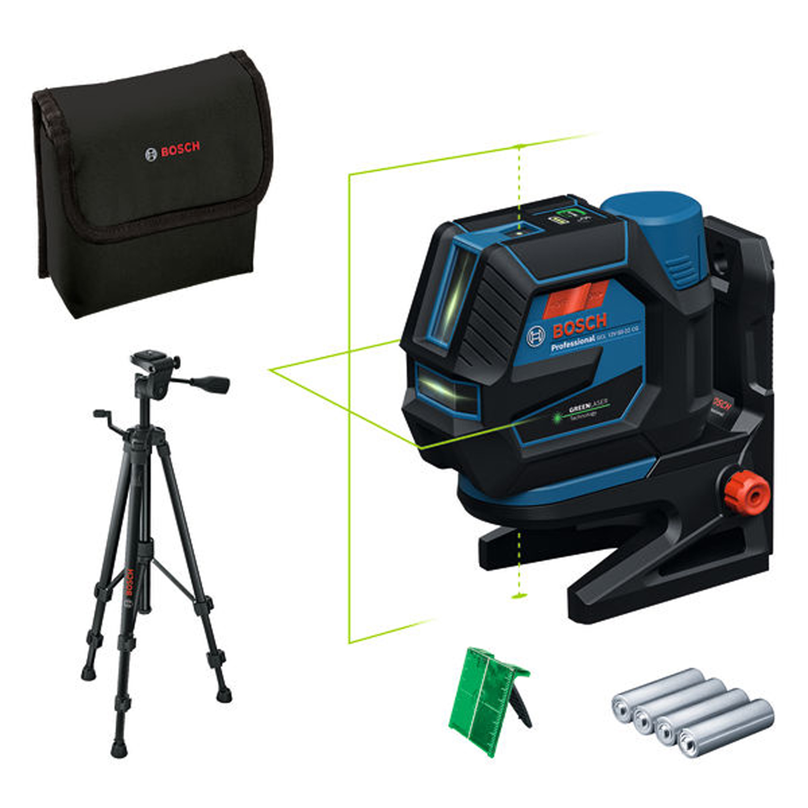 Laser combiné Bosch GCL 12V-50-22 CG + support rotatif RM20 + trépied BT150 en sac