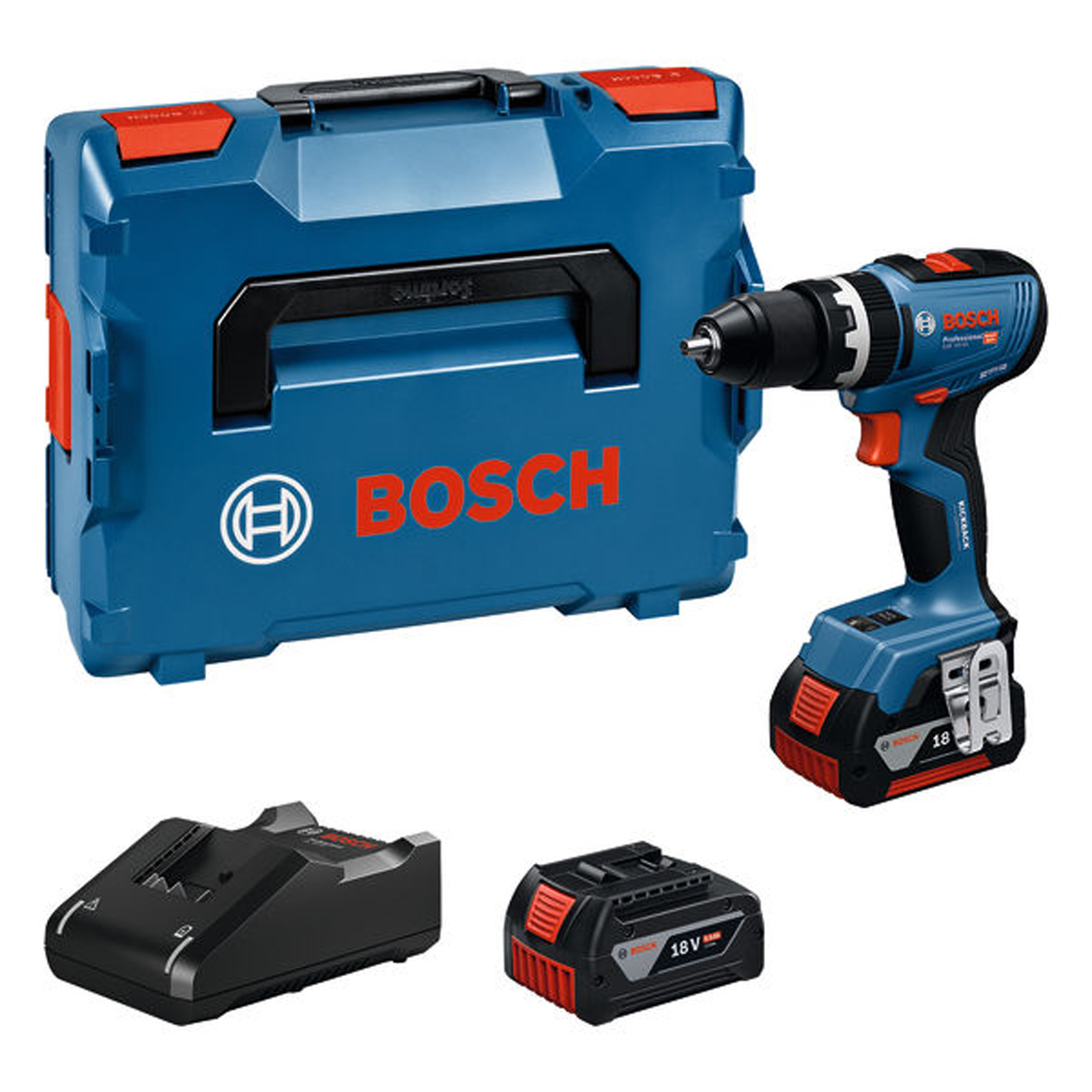 Perceuse à percussion sans fil Bosch GSB 18V-65, 2 x 5,0 Ah, avec chargeur dans L-BOXX