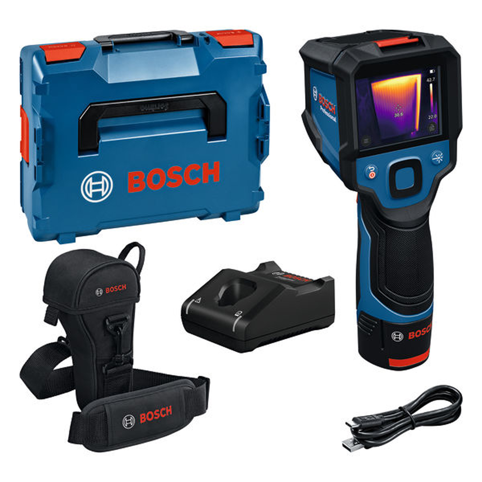 Caméra thermique Bosch GTC 12V-450-13, 1x 12V 2,0 Ah et chargeur dans L-BOXX