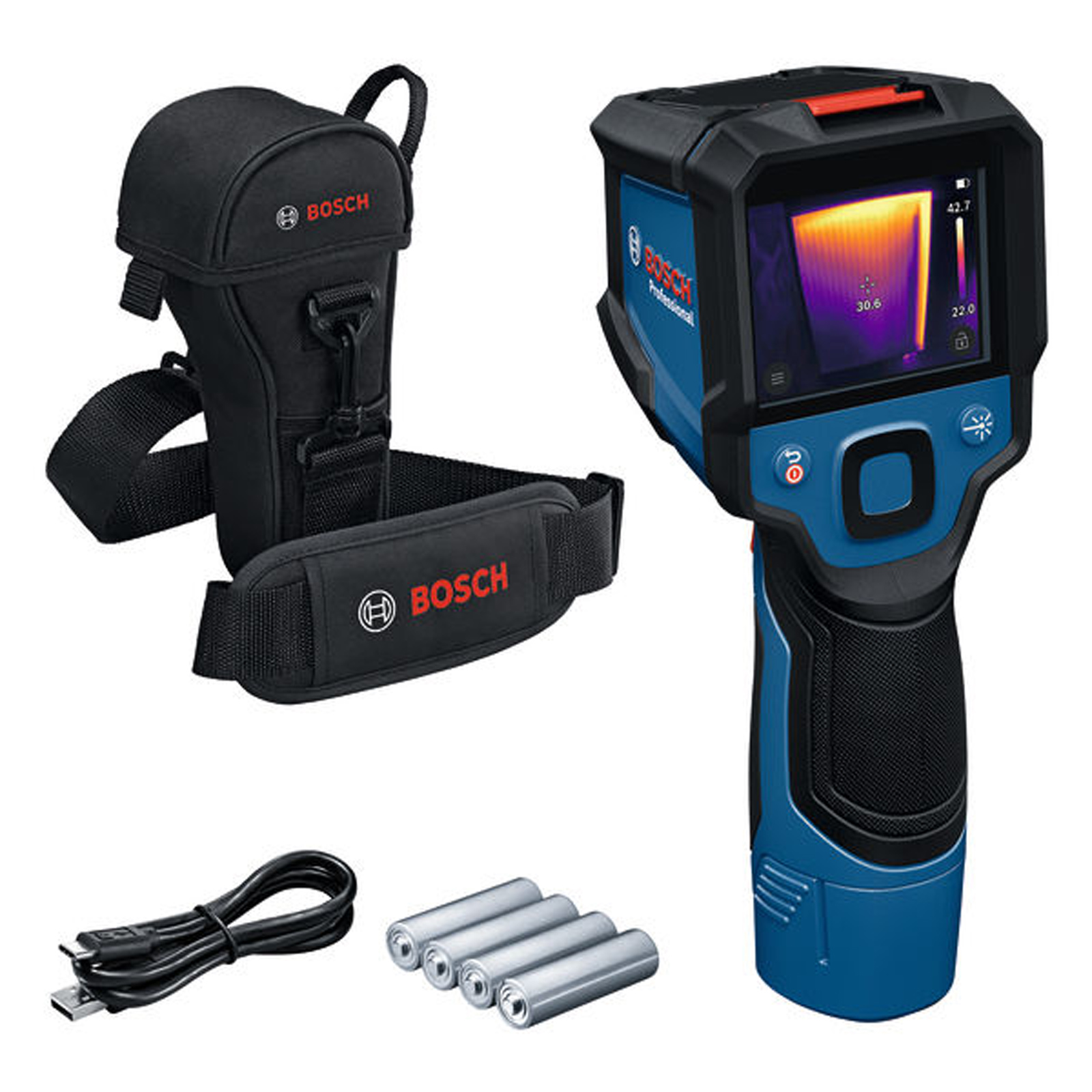 Caméra thermique Bosch GTC 12V-450-13 avec adaptateur pour piles AA et 4 piles 1,5 V (AA)