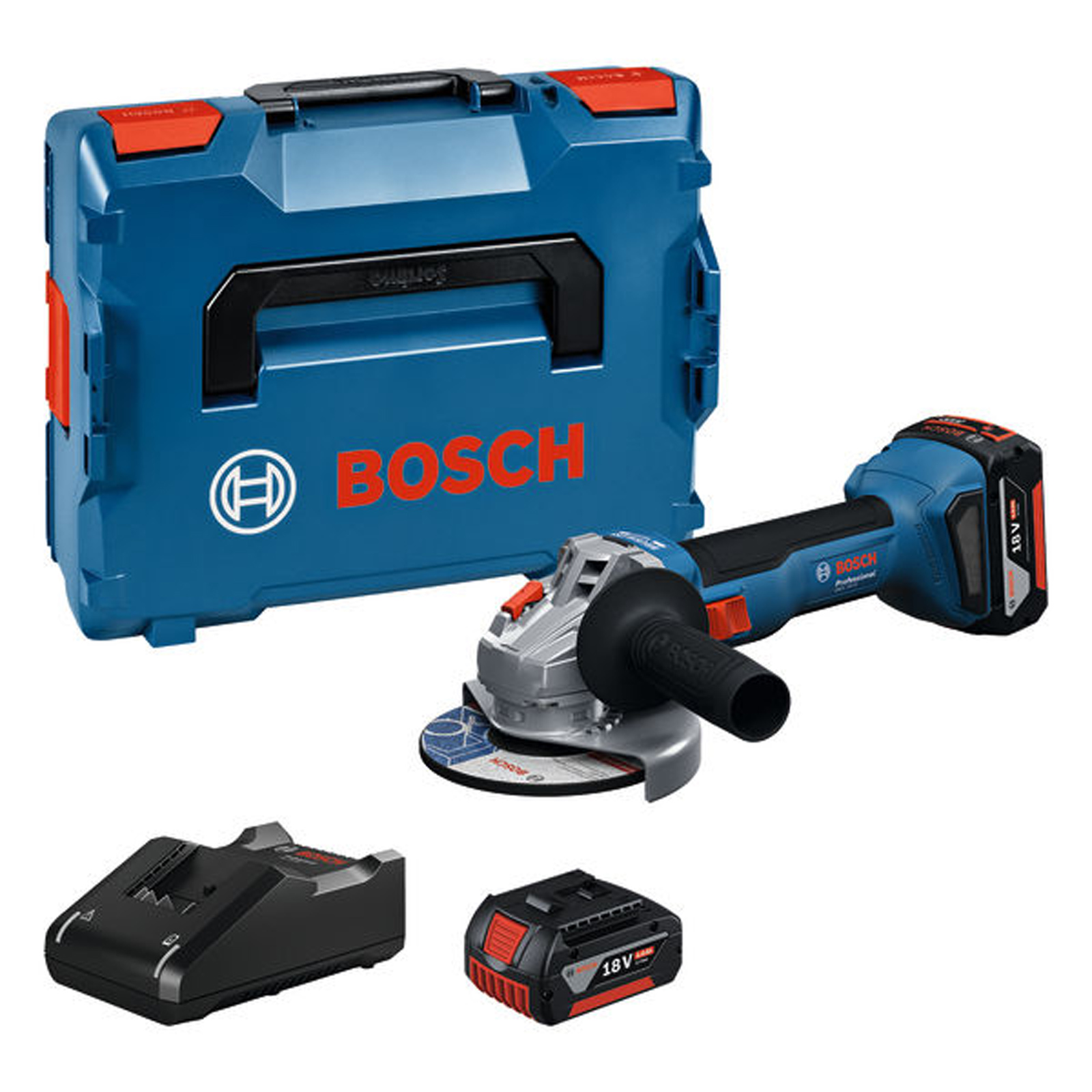 Bosch Meuleuse d'angle sur batterie GWS 18V-8 2x 5,0 Ah et chargeur en L-BOXX