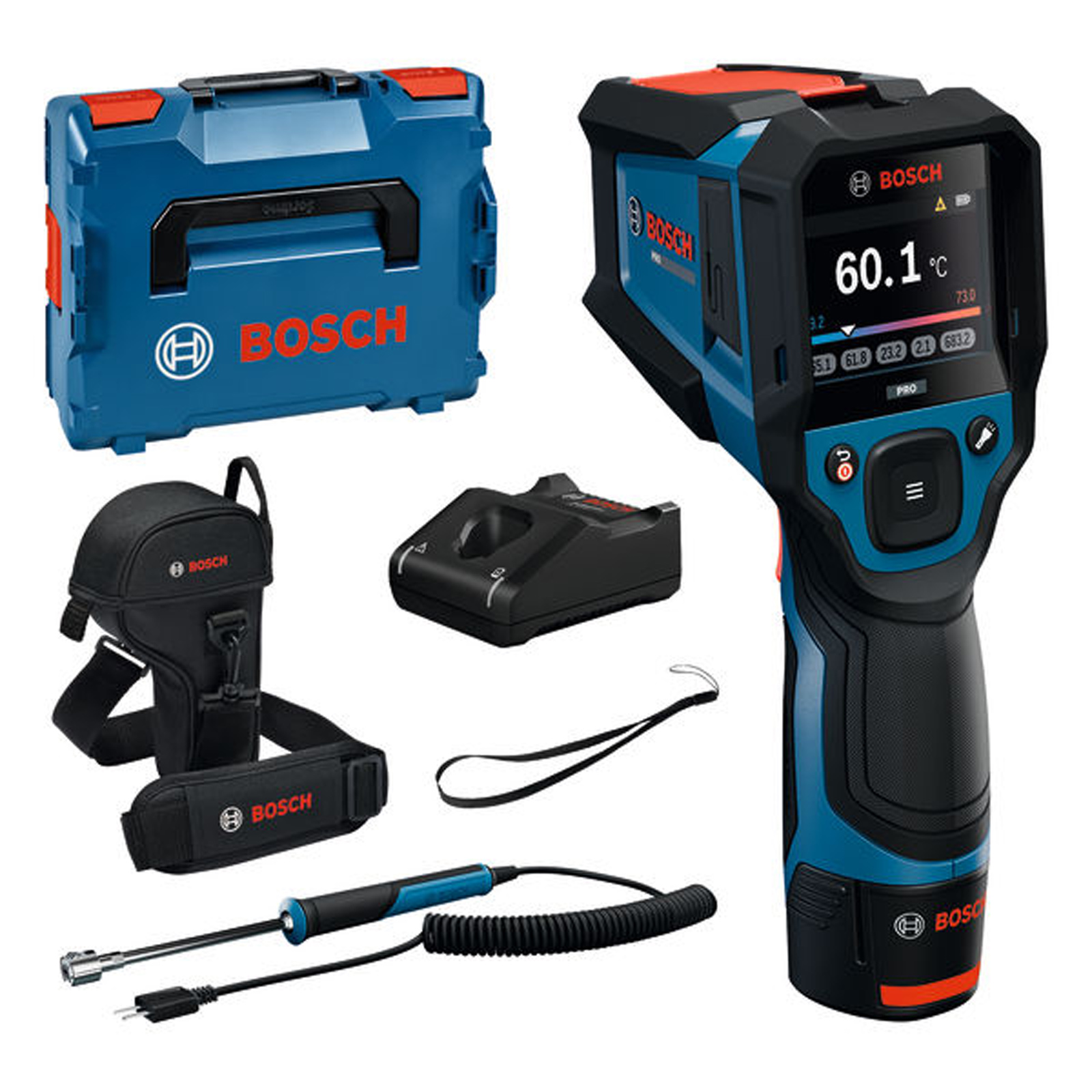 Bosch Thermomètre thermique GIS 12V-800-16, 1x 2.0 Ah et chargeur inclus dans L-BOXX