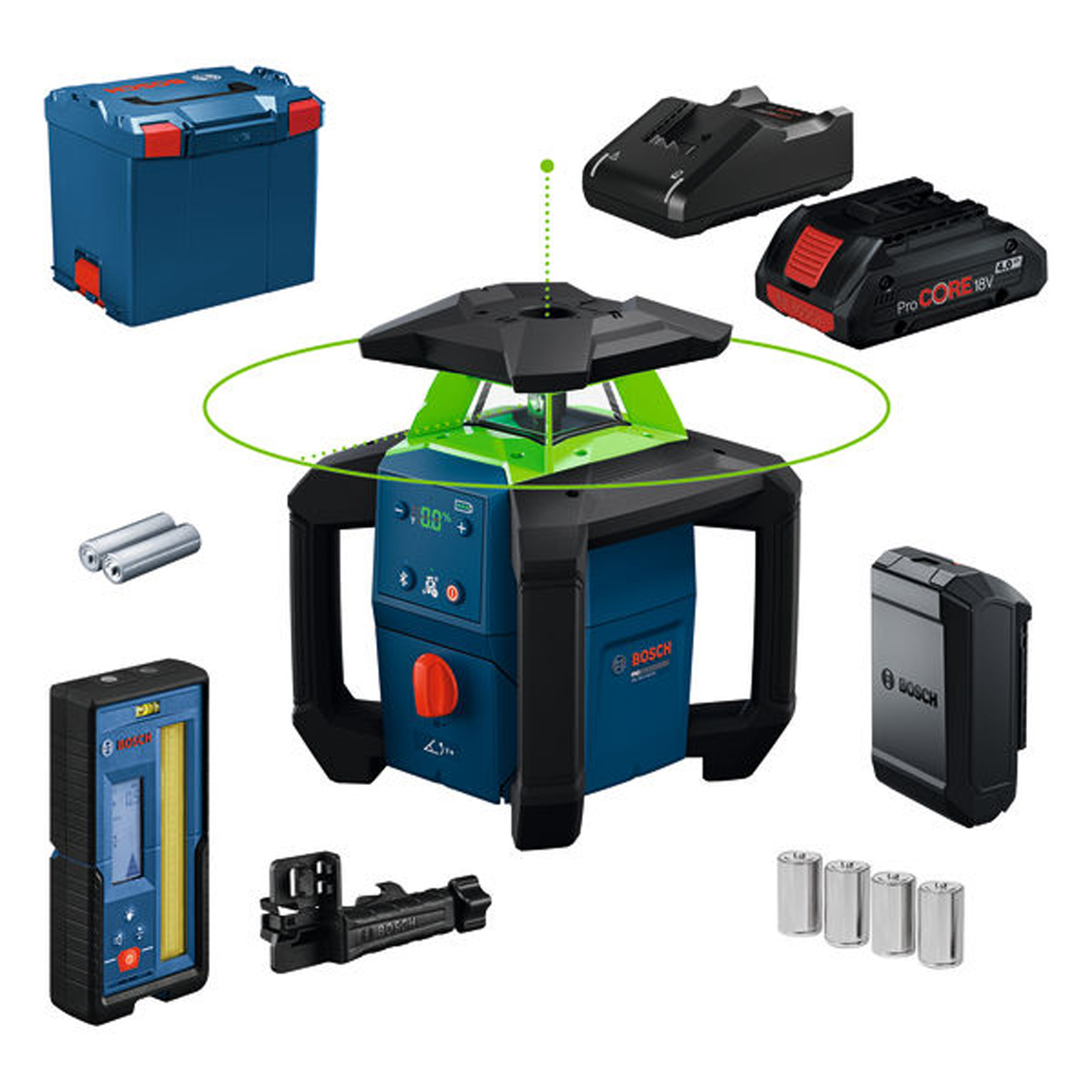 Laser rotatif Bosch GRL18V-4-34CVG, 1 x batterie ProCORE18V 4,0Ah - 0601061H00