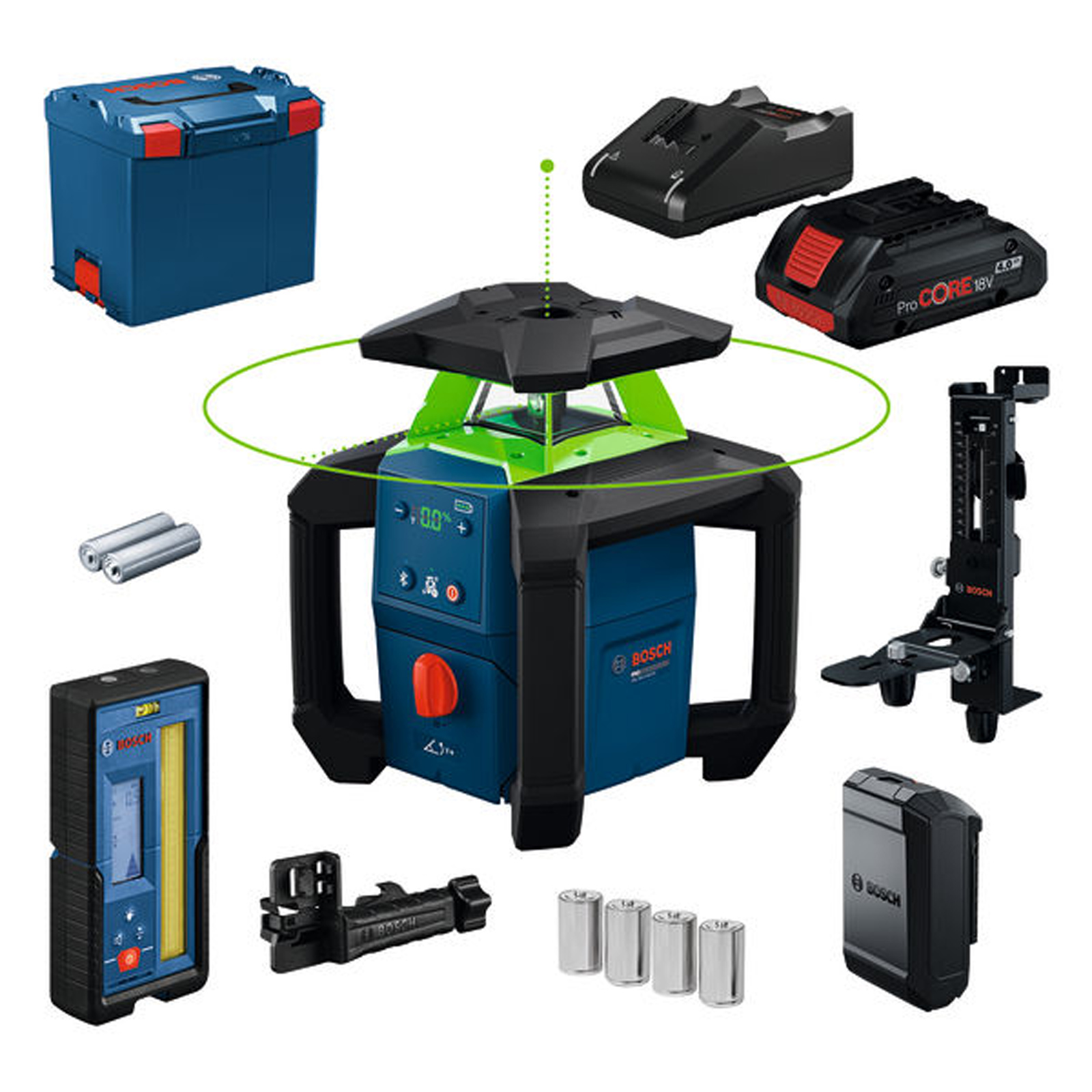 Bosch Niveau laser rotatif GRL18V-4-34CVG, 1 x batterie ProCORE18V 4,0Ah en L-BOXX - 0601061H02