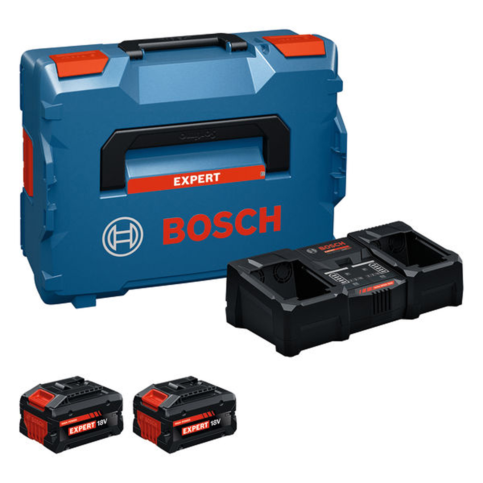 Set d démarrage Bosch haute performance 2x EXBA18V-80 + chargeur EXAL18V2-320 en L-BOXX