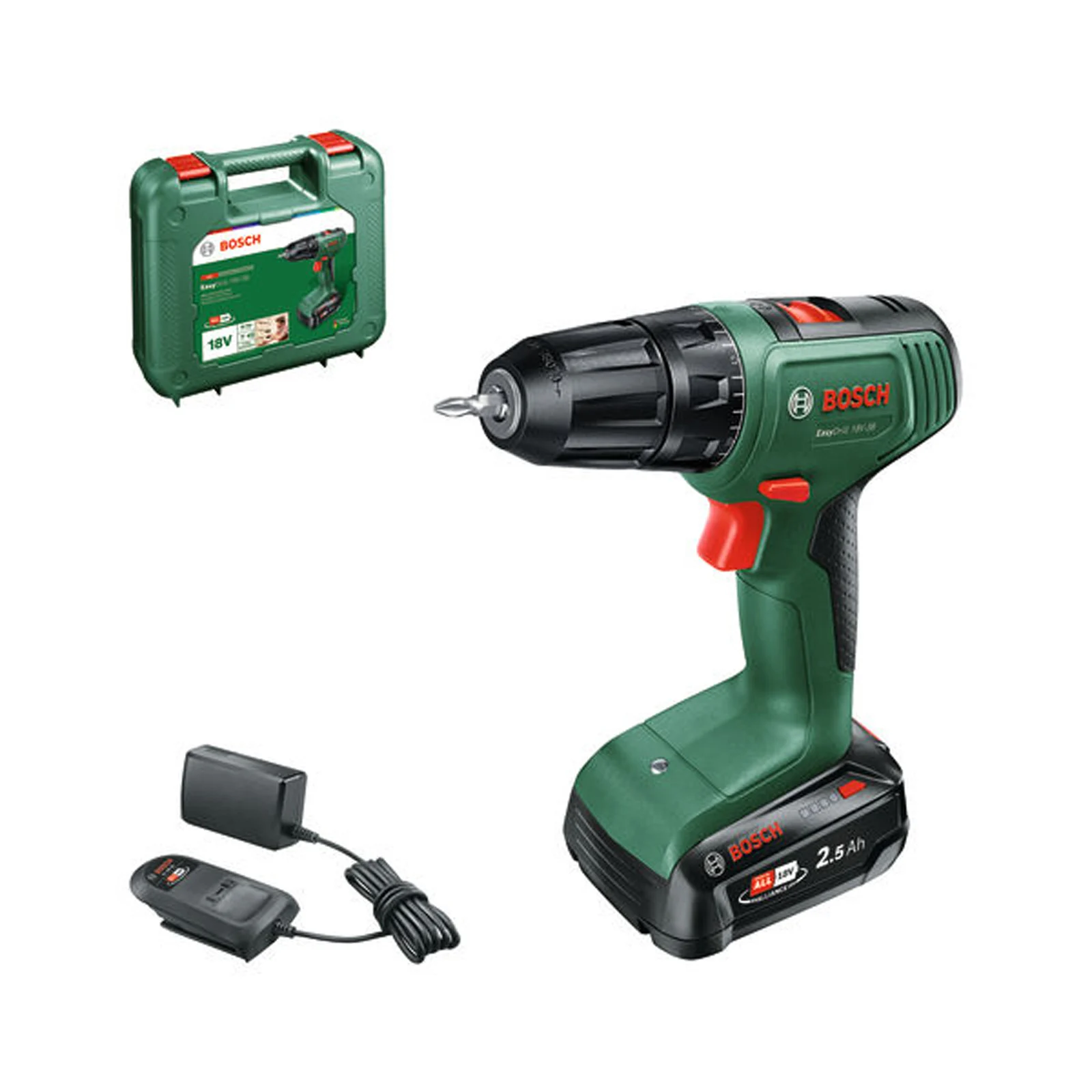 Bosch Perceuse-visseuse sans fil EasyDrill 18V-38, 1x PBA 2,5 Ah et chargeur dans une mallette