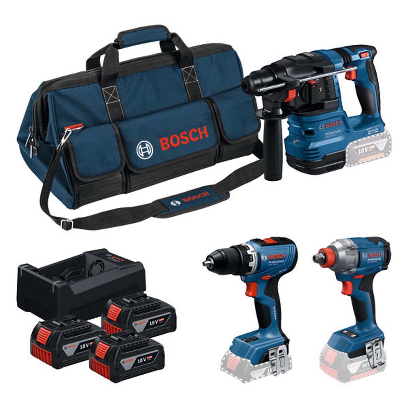 Set Bosch 18V Pro (GSR, GDX, GBH, 3xGBA, GAL ; C) - 0615A50093