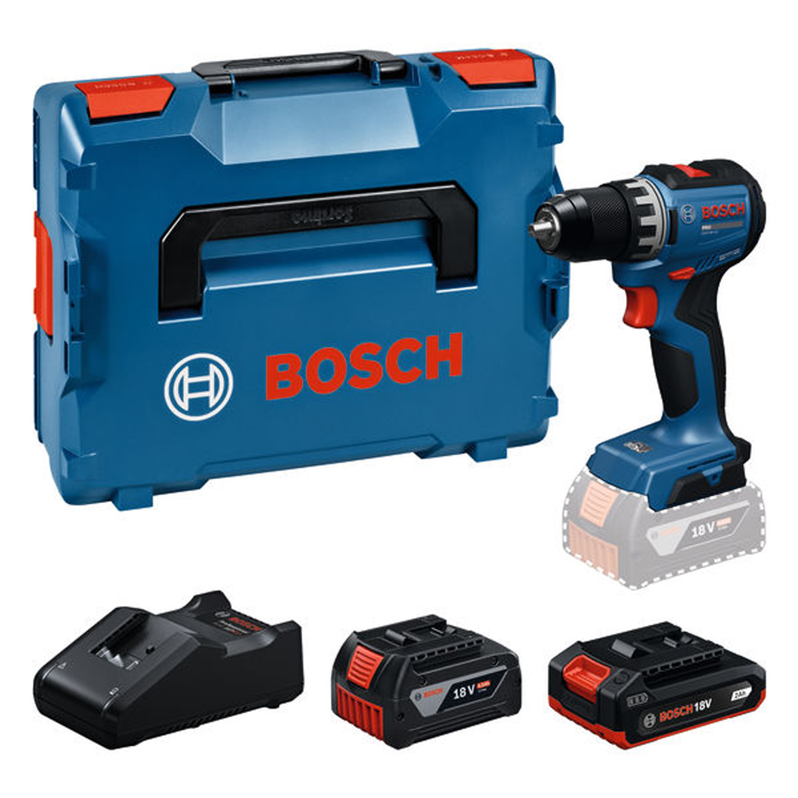 Perceuse-visseuse sans fil Bosch GSR 18V-52, 1x 4,0 Ah / 1x 2,0 Ah et chargeur dans L-BOXX
