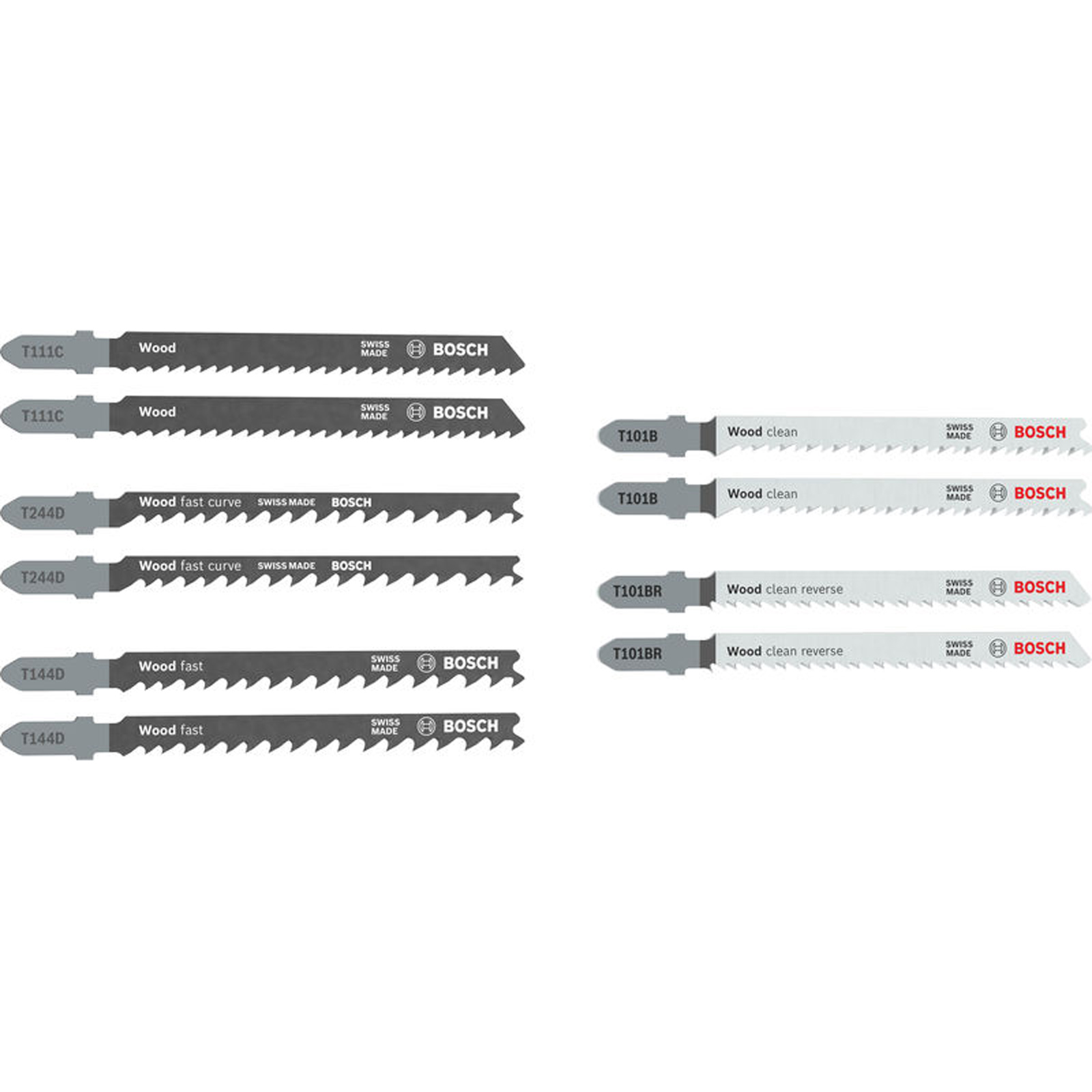 Ensemble de lames de scie sauteuse Bosch Bois Basic, 10 pièces - 2607012069 — lot de 10 pièces