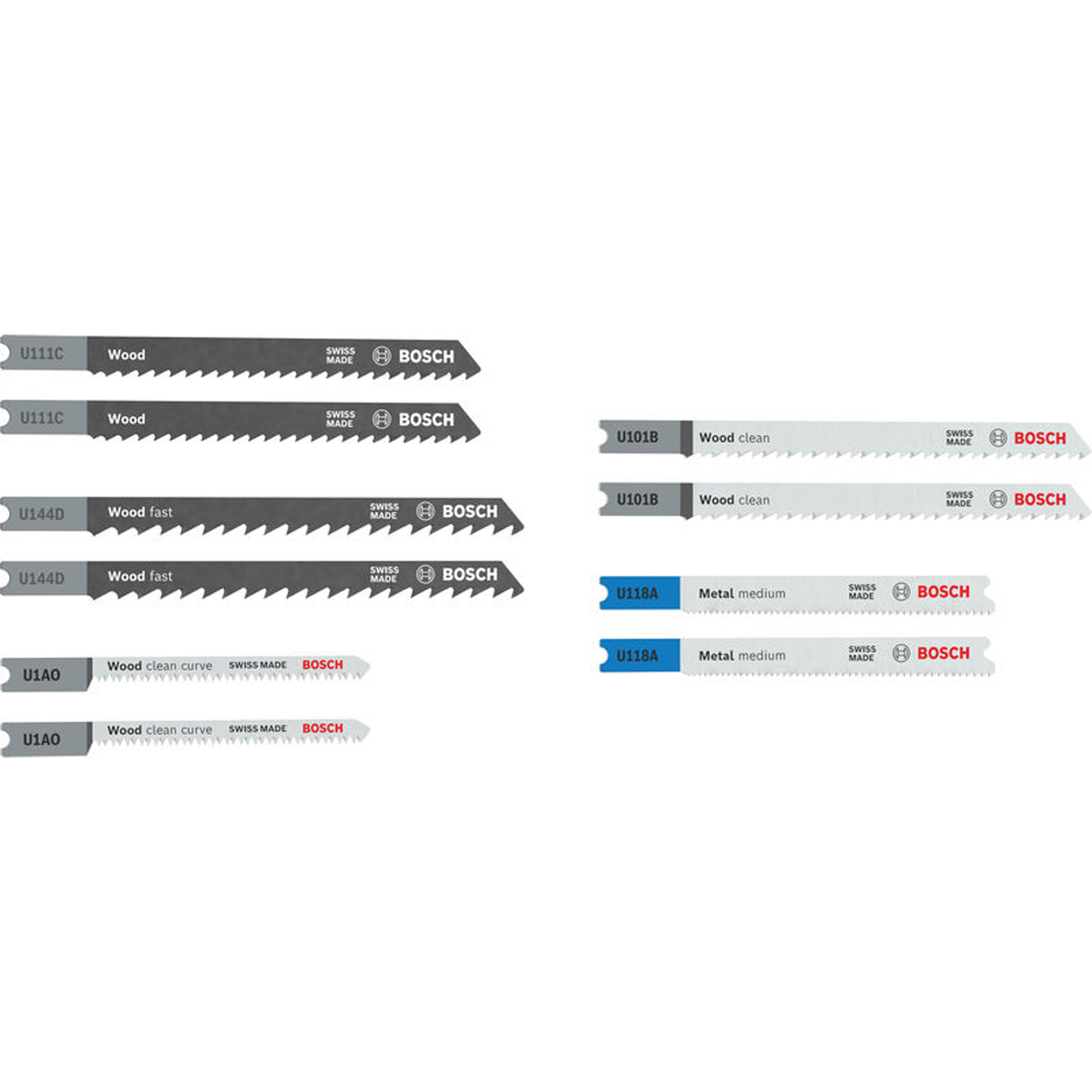 Jeu de lames de scie sauteuse Bosch pour bois et métal Basic, set de 10 — lot de 10 pièces