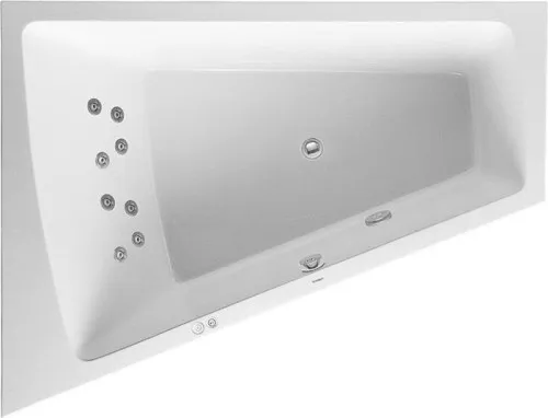 Baignoire à remous Duravit Paiova en forme de trapèze, encastrable, coin gauche, 1300x1700x485mm système Jet, 1 RS, 235l, intérieur 460mm blanc brillant