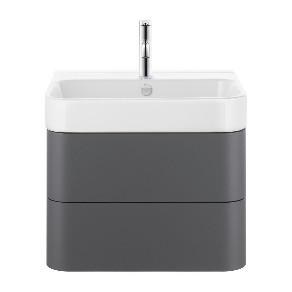 Duravit Happy D.2 plan vasque 505x600x170 mm, blanc brillant, rectangulaire, 1 emplacement de lavage/trou de robinetterie central, avec débordement