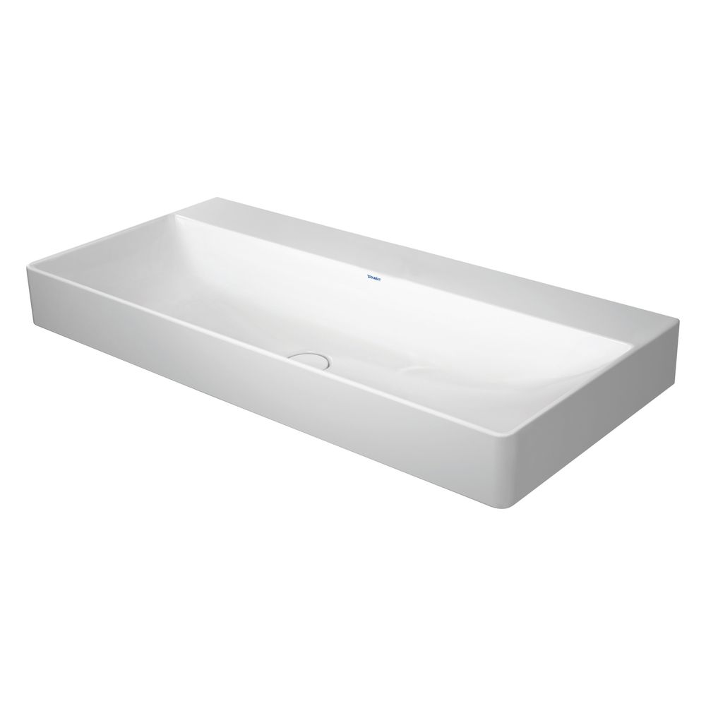 Duravit DuraSquare Lavabo mural 470x1000x145mm, DuraCeram, Blanc Brillant, Rectangulaire, 1 trou de robinetterie central, sans trop-plein, finition poncée