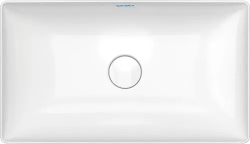 Duravit DuraSquare vasque sur colonne 600 mm blanc brillant DuraCeram®, rectangulaire, sans trop-plein ni trou de robinetterie, paroi arrière vitrée