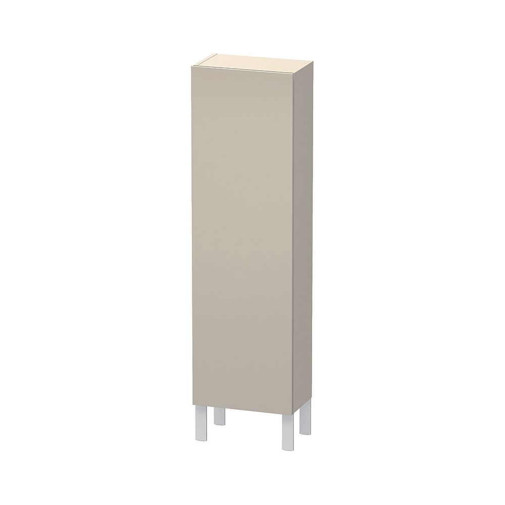 Duravit L-Cube Meuble bas décoratif 243x400x1320 mm Taupe mat, 1 porte à droite, 3 étagères en verre avec profilé aluminium sans poignées