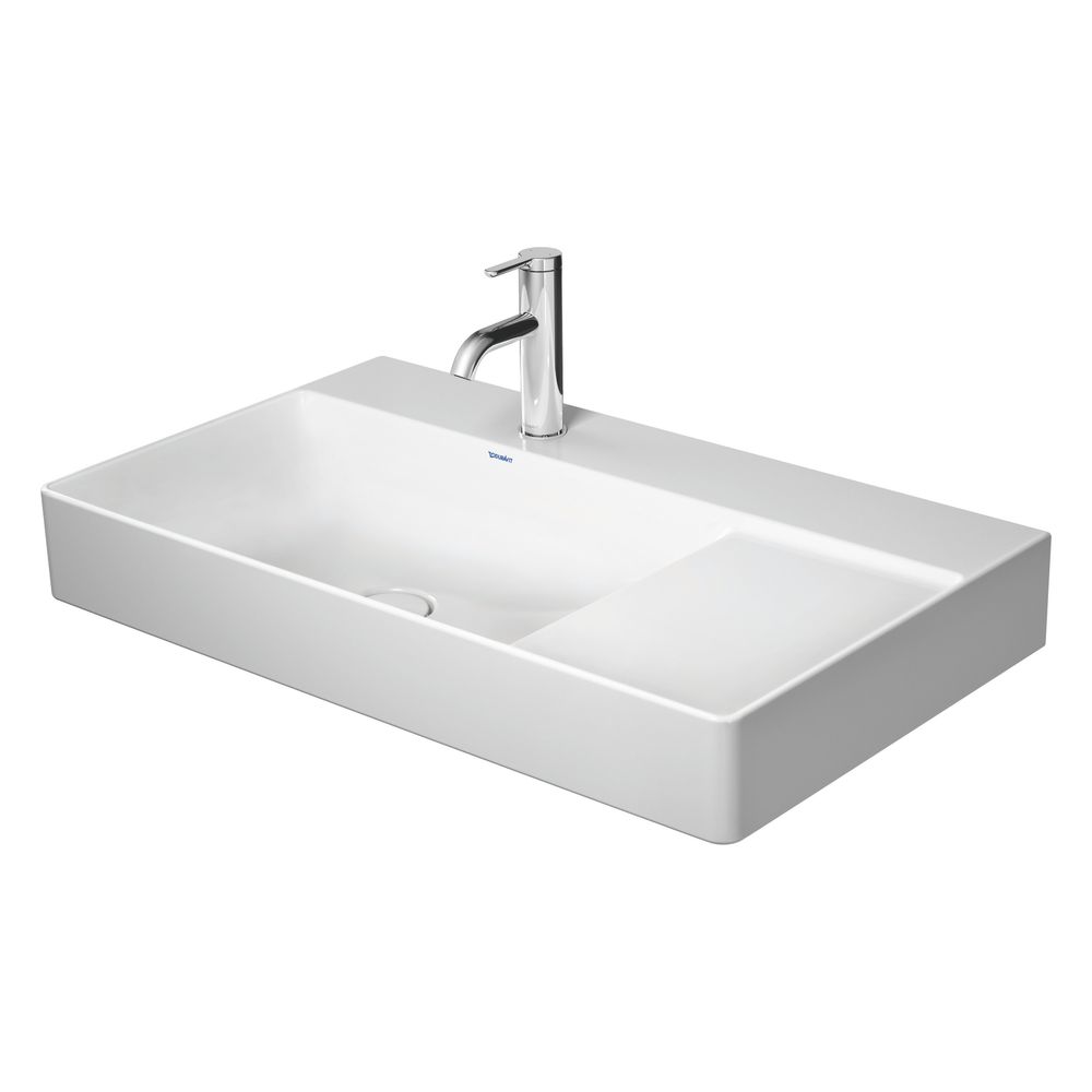Duravit DuraSquare Lavabo 470x800x145mm, DuraCeram, blanc brillant, rectangulaire, 1 emplacement de lavage à gauche, sans trop-plein, sans planche à robinetterie, côté inférieur poncé