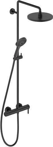 Duravit C.1 Système de douche, mitigeur monotrou, noir mat, hauteur 1200 mm, longueur flexible de douche 1600 mm, pommeau de douche/robinet de tête