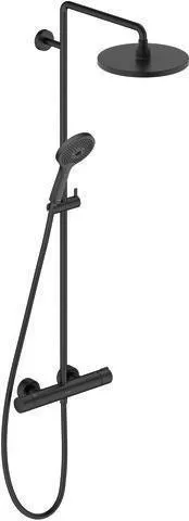 Duravit C.1 Système de douche, Noir mat, Thermostatique, Pompe de douche 230 mm, 12 l/min, réglable en hauteur, 1200 mm