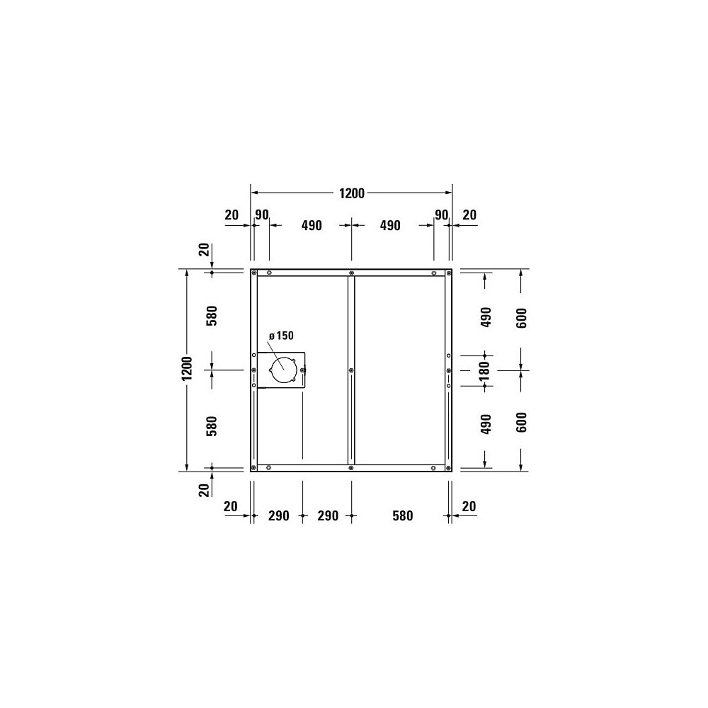 Pied pour receveur de douche Duravit 1200x1200x85-100 mm pour série Tempano