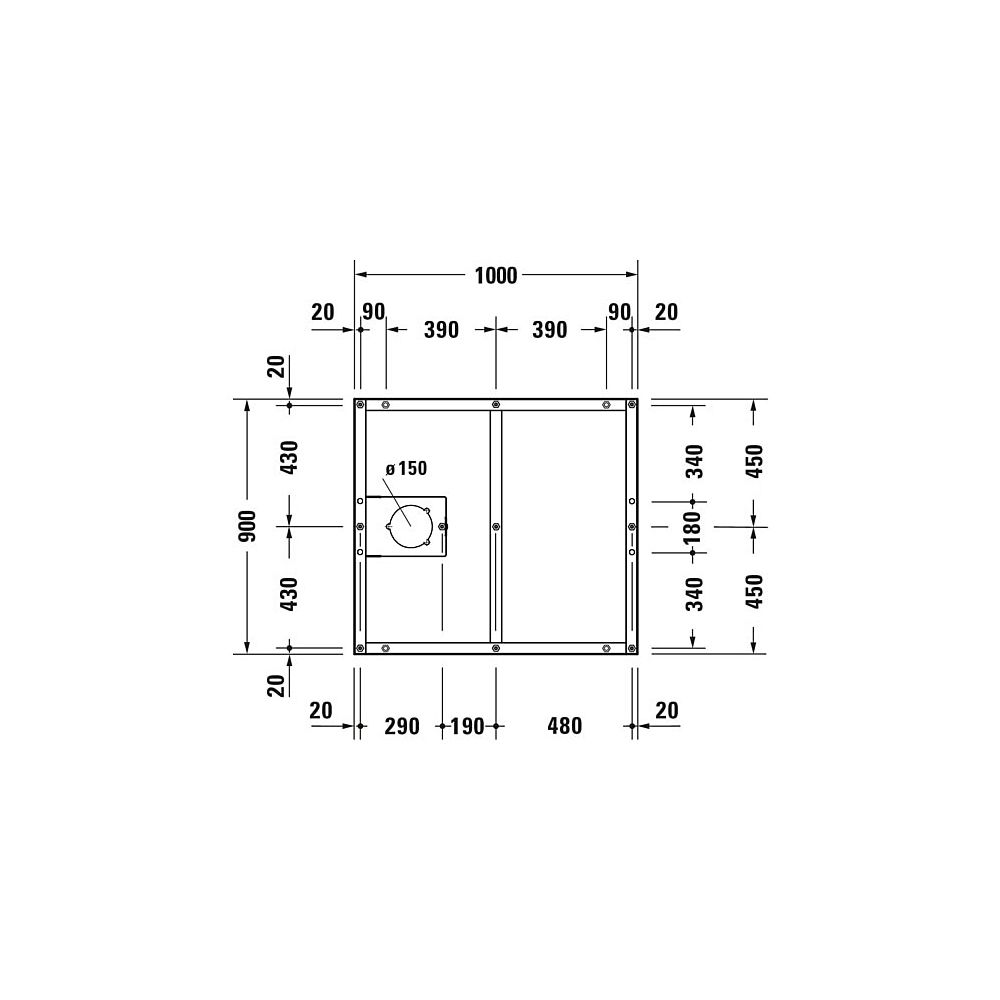 Pied Duravit DU pour bac de douche Tempano 100 0x900 mm