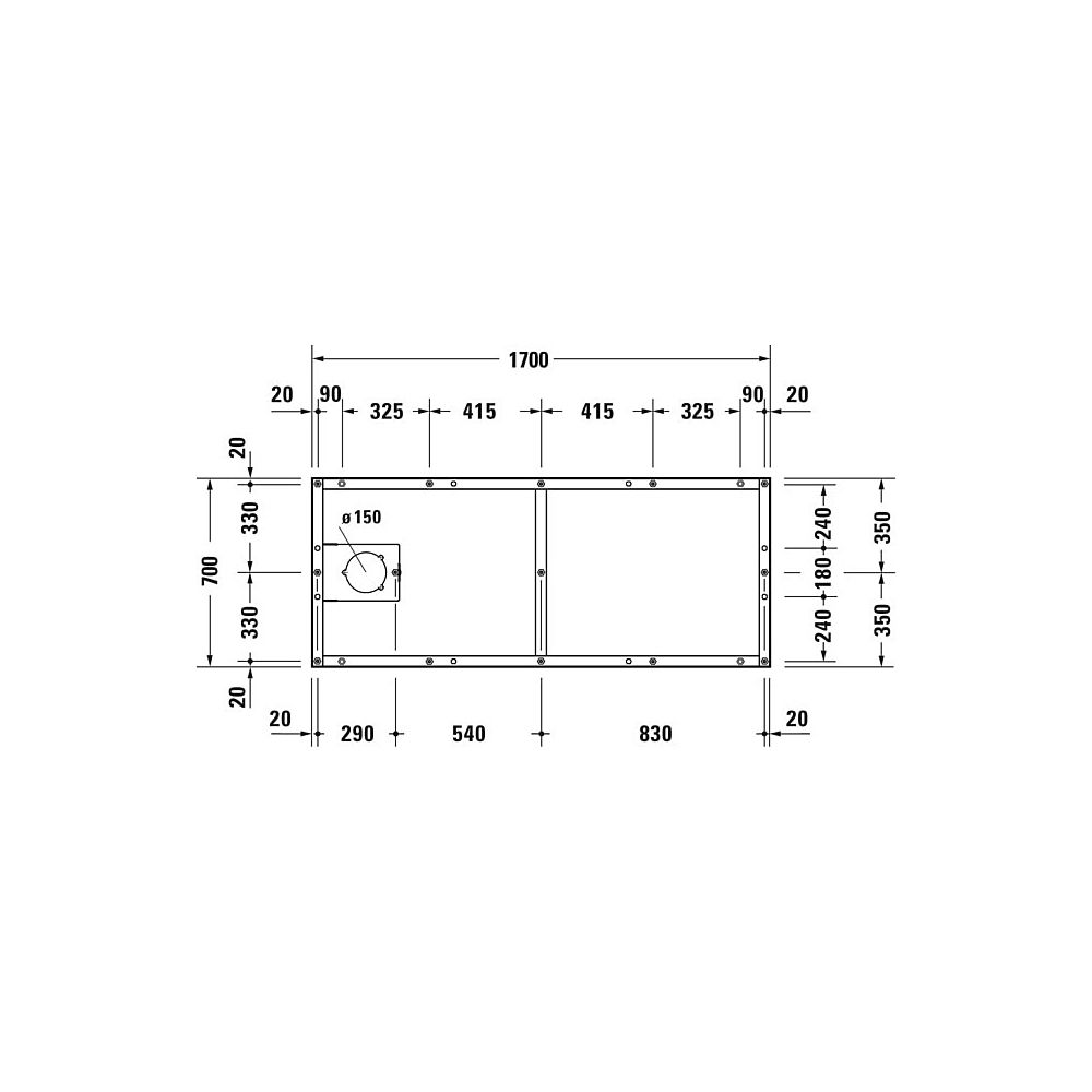 Pied Duravit pour receveurs de douche Tempano (700x1700x85-100 mm)