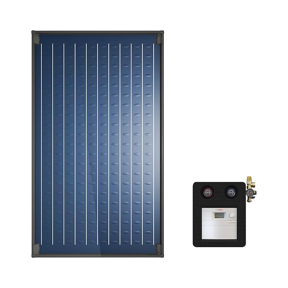 Pack solaire Bosch Jupa SO505, 2x capteurs solaires SO5000 TFV, sur toit, AGS 10 B-sol100-2, FKA 5-2