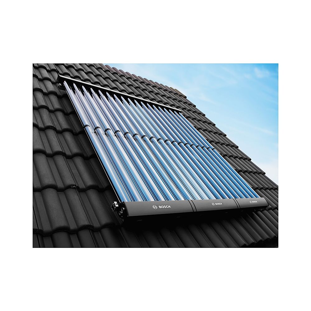 Pack solaire Bosch Jupa SO826, 14x capteurs à tubes sous vide SO8000 TVV, sur toiture, jeu de miroirs intermédiaires FS 121, VKA 8, VKA 10, VKA 9, FKA 3-2