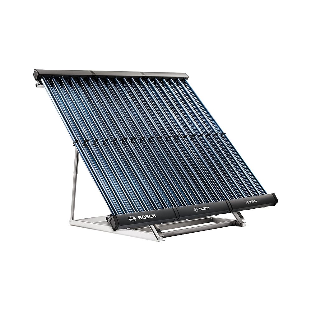 Kit solaire Bosch Jupa SO844, 10x capteurs à tubes sous vide SO8000 TVV, toiture plate, avec bacs de lestage