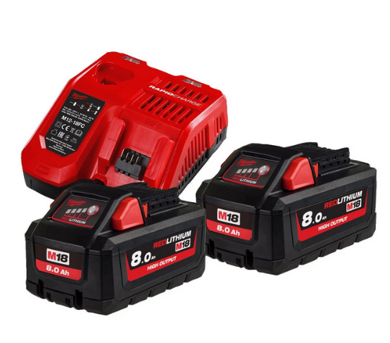 Kit de démarrage Milwaukee M18HNRG-802 18V incluant 1 x batterie M12 B4 4,0 Ah