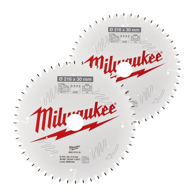 Milwaukee - Lames de scie circulaire 216 mm (2 pièces)