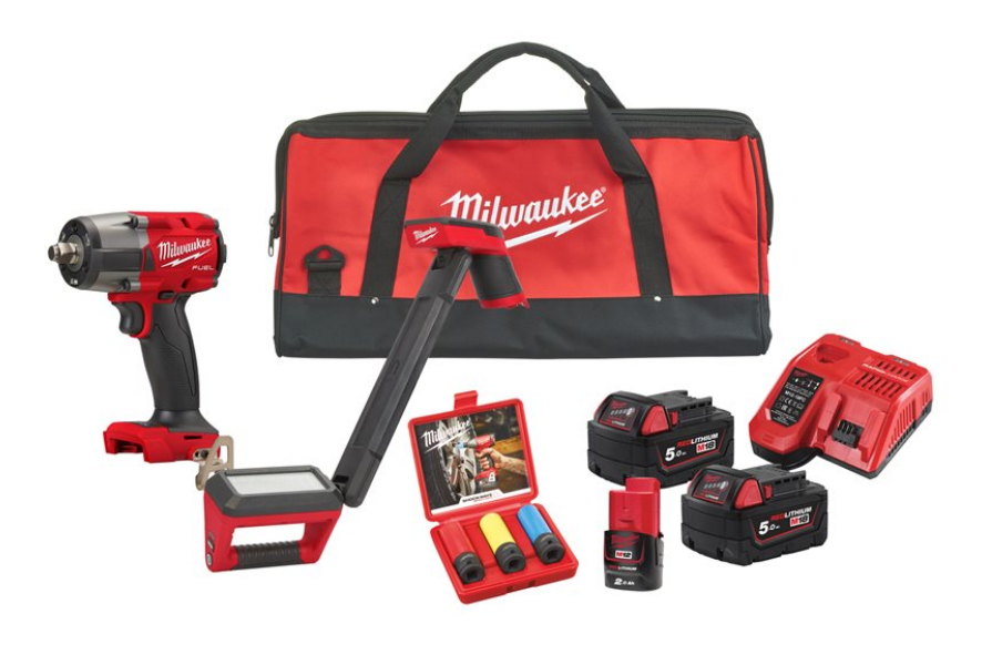 Jeu de clé à choc Milwaukee 1/2" à carré M18FPP2BH-523B