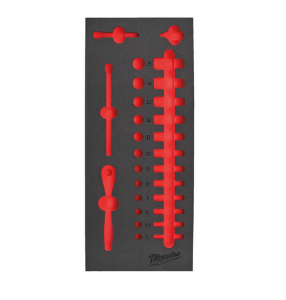 Milwaukee Insert de rangement 1/3 pour douilles 1/4" et douilles à cliquet, pour chariot d'atelier 78 cm