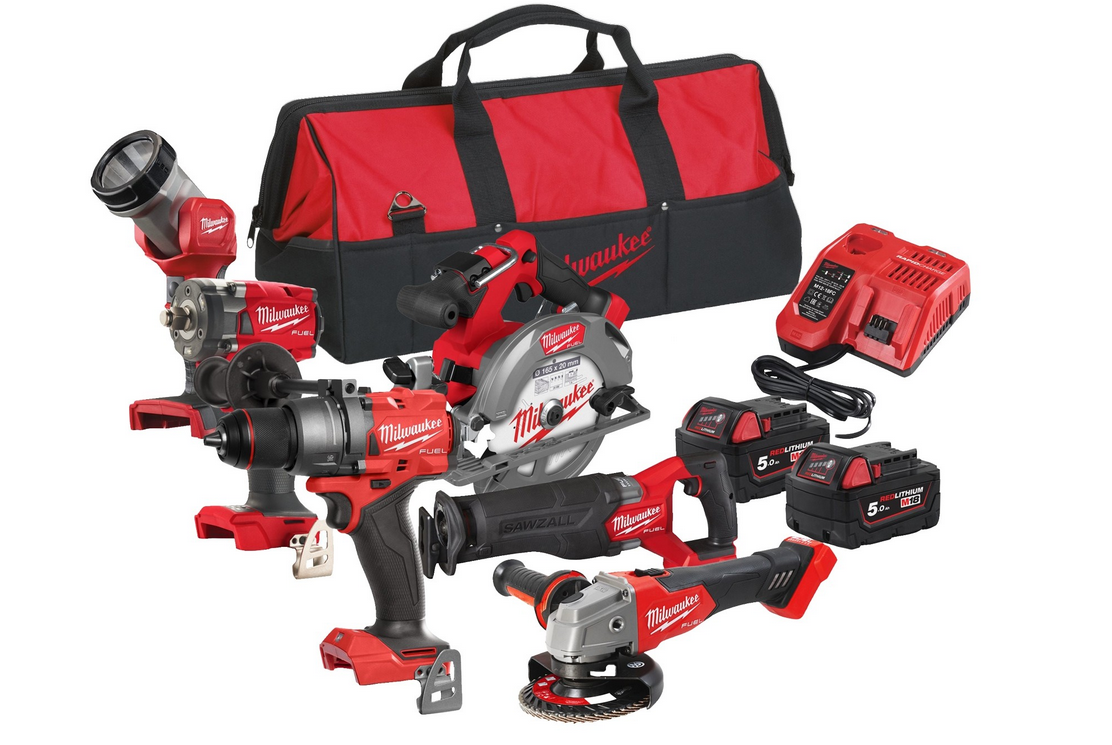 Pack Milwaukee M18 POWERPACK M18 FPP6H3-502B, 6 outils, 2 batteries 5,0 Ah et chargeur en sac