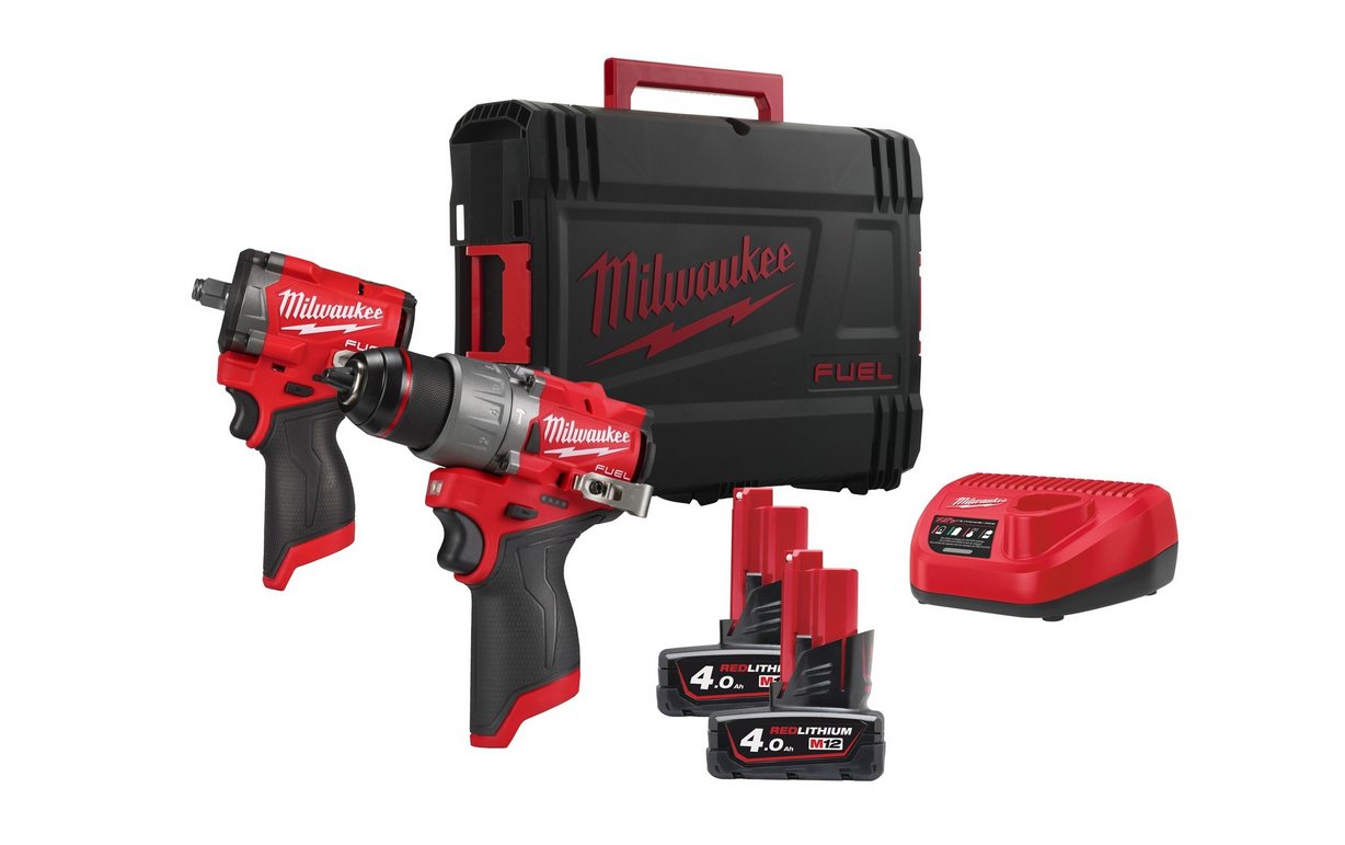 Milwaukee M12 FUEL Pack d'énergie M12FPP2X2-402X: M12 FPD2-0 + FCIWF12G3, 2x 4,0 Ah