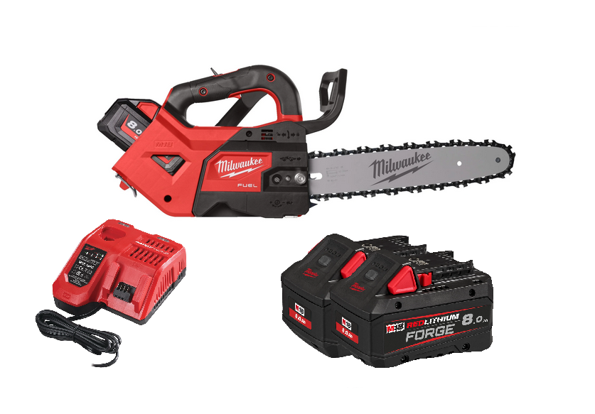 Scie à chaîne sur perche Milwaukee M18 FUEL 30 cm M18 FTHCHS30-802, 2x accus 8,0 Ah FB et chargeur