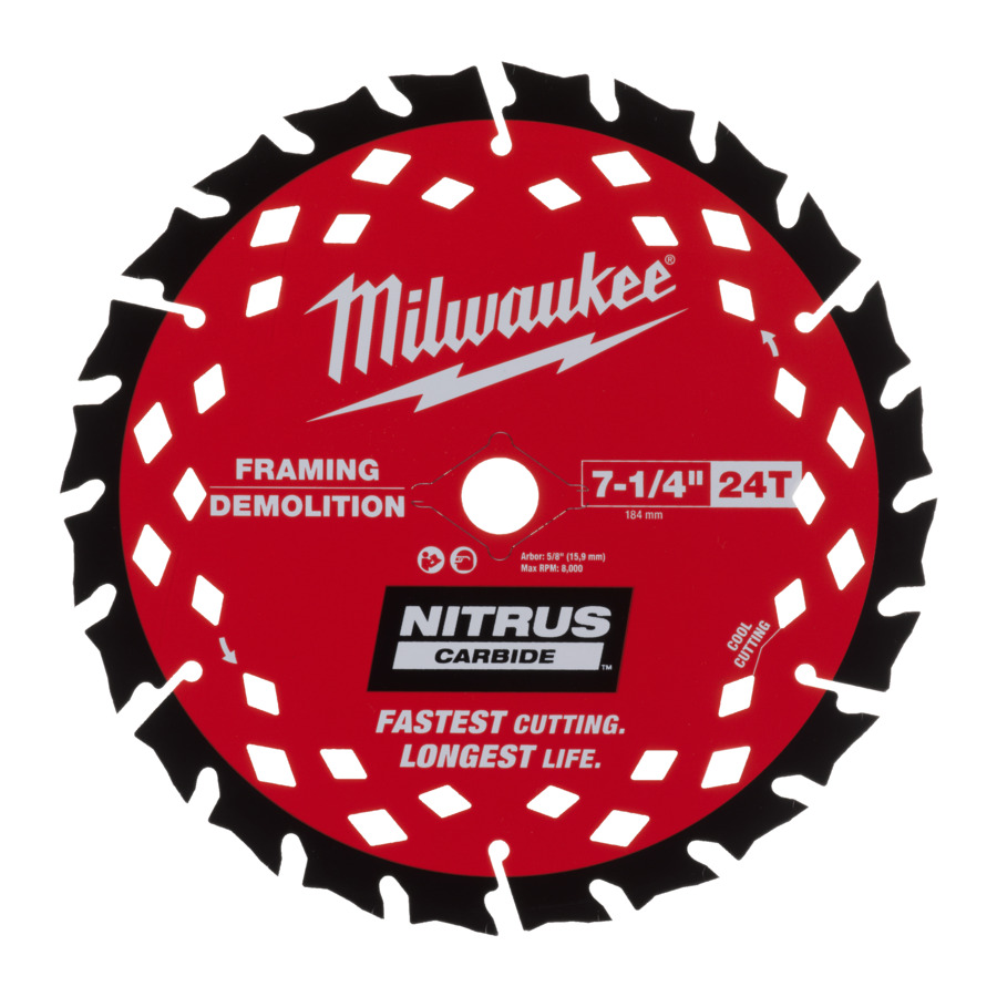 Lame de scie circulaire Milwaukee 190/30 mm Z24 à denture alternée, épaisseur de lame 1,8 mm, Nitrus Wood pour scies circulaires manuelles