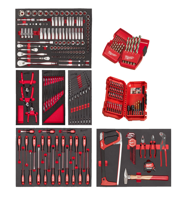 Milwaukee Set d'inserts équipé industrie 244 pièces pour chariot d'atelier 78 cm