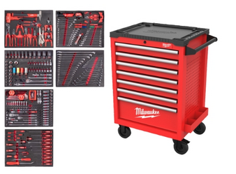 Chariot d'atelier Milwaukee 27" / 69 cm TOOLGUARD - Équipé de 337 outils, gris