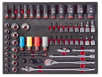 Milwaukee 1/2" Jeu de douilles à choc et douilles SHOCKWAVE 60 pièces pour chariot d'atelier