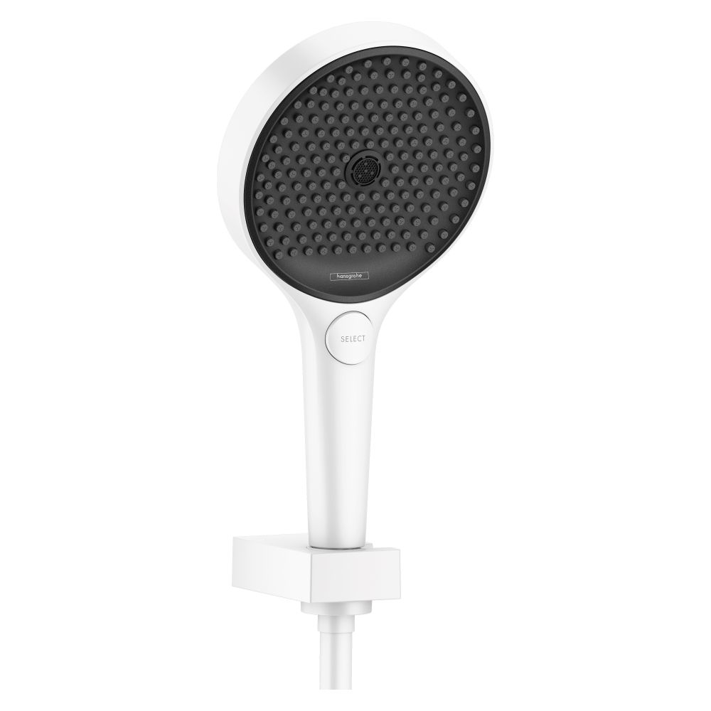 Ensemble support de douche Hansgrohe Rainfinity 130 mm, 14 l/min, 3 jets, flexible de douche 160 cm, blanc mat