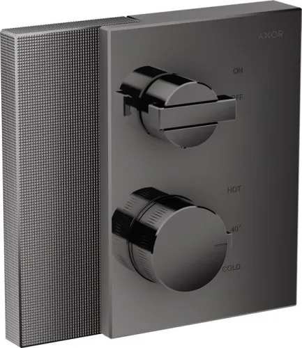 Hansgrohe AXOR Edge Thermostate encastré, 26 l/min, vanne d'arrêt, taille diamant, Chrome noir poli