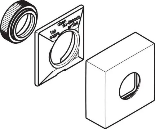 Rosette Hansgrohe 65x65 mm pour mitigeur de baignoire/douche Metropol en saillie, noir mat, 93077670